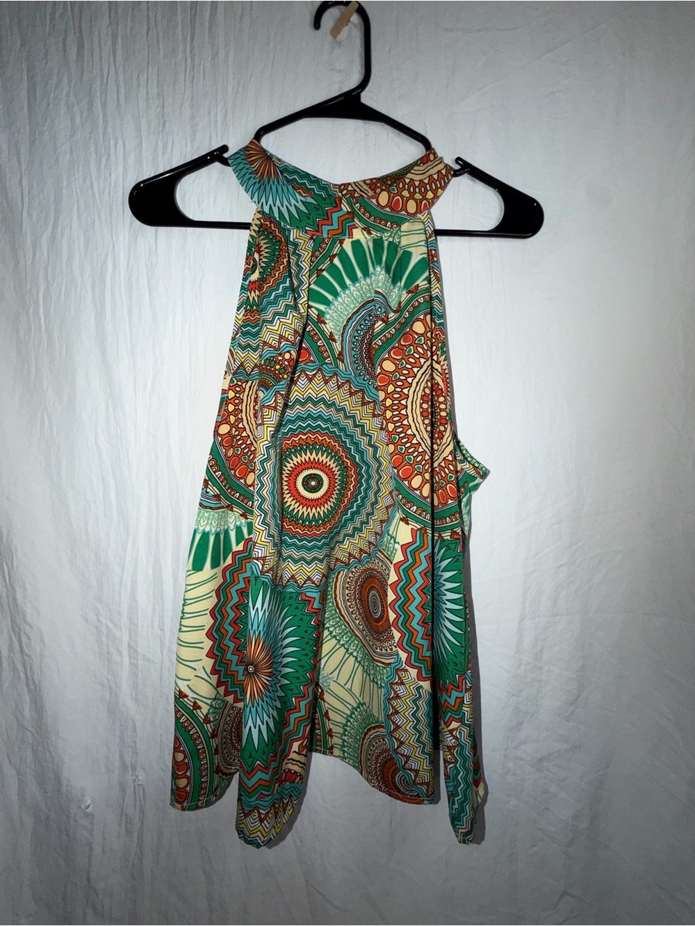 Women's XL Bohemian Tribal Print Sleeveless High-Neck Halter Top